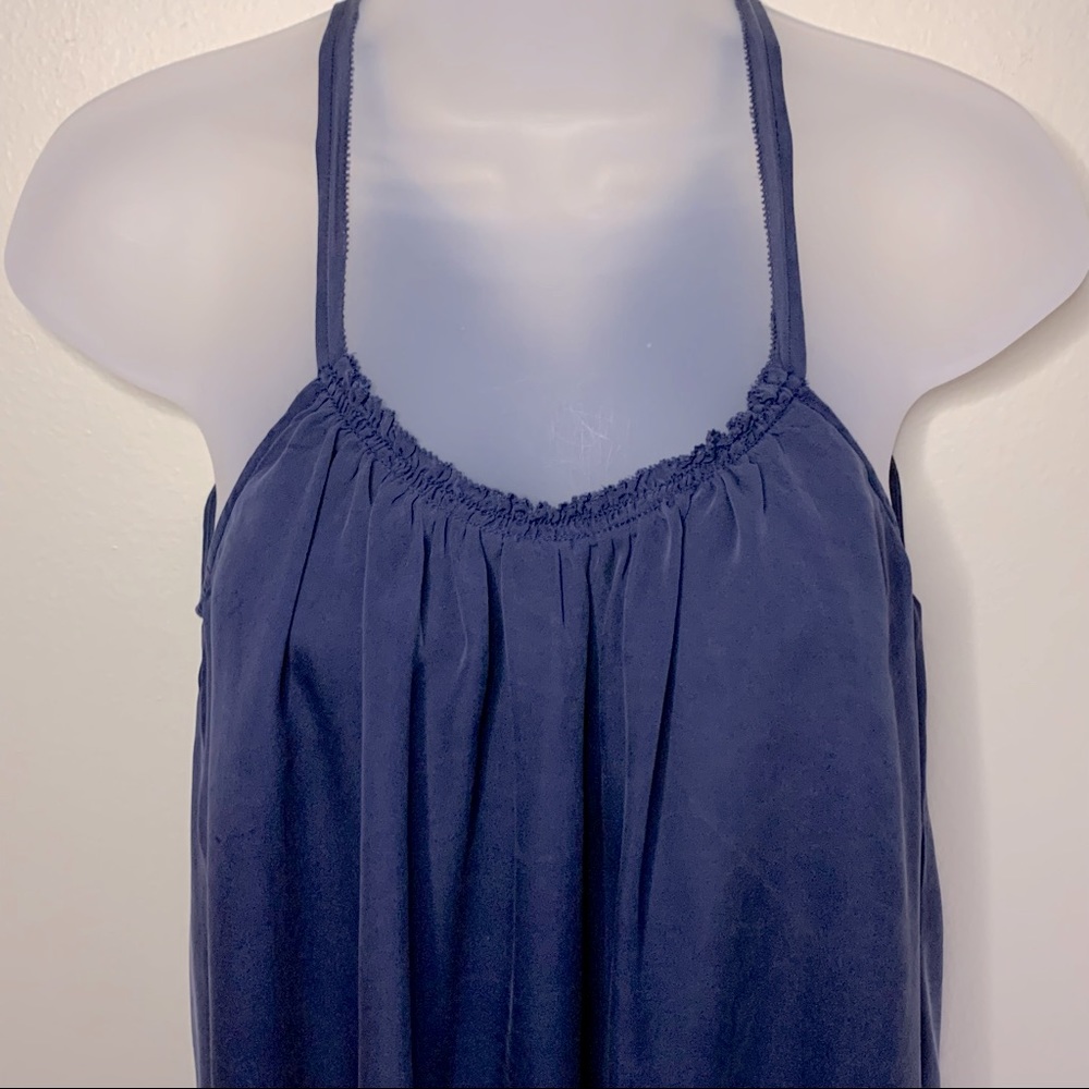 JOIE Galaxite Women's Navy Blue Sleeveless Pleated Silk Halter Tank Top - Sz. XS - Picture 3 of 6